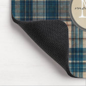 Blaues Flanell-Hintergrund-Monogramm Mousepad (Ecke)