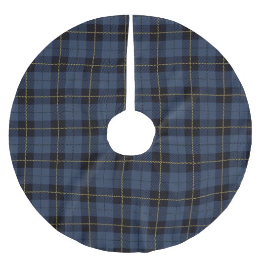 Blaues Flannel-Muster Polyester Weihnachtsbaumdecke (Vorderseite)