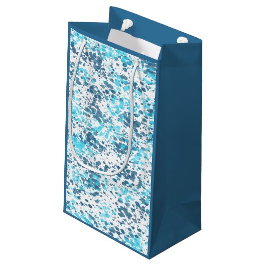 Blaues Fleckmuster Kleine Geschenktüte (Rückseite Schrägansicht)