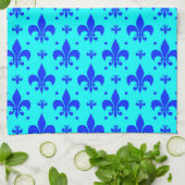 Blaues Fleur-de-lis-Muster Geschirrtuch (Gefaltet)