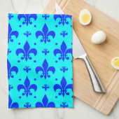 Blaues Fleur-de-lis-Muster Geschirrtuch (Viertel Falte)