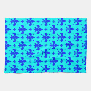 Blaues Fleur-de-lis-Muster Geschirrtuch