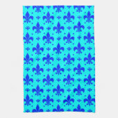 Blaues Fleur-de-lis-Muster Geschirrtuch (Vertikal)