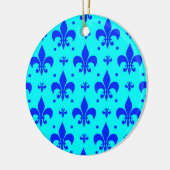 Blaues Fleur-de-lis-Muster Keramik Ornament (Links)
