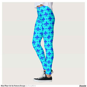 Blaues Fleur-de-lis-Muster Leggings