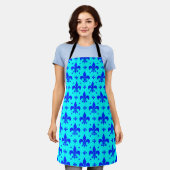 Blaues Fleur-de-lis-Muster Schürze (Getragen)