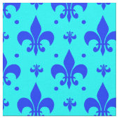 Blaues Fleur-de-lis-Muster Stoff (Nahaufnahme)