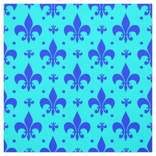 Blaues Fleur-de-lis-Muster Stoff (Muster)