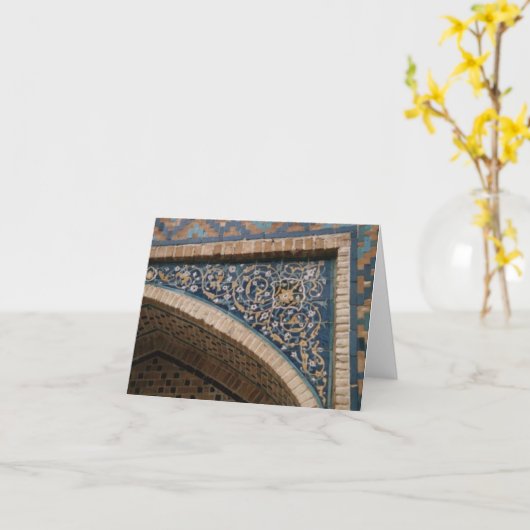 Blaues Fliese notecard v2 Karte (Gelbe Blume)