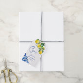 Blaues Fliesen Zitronen Italienisches Brautparty b Geschenkanhänger (Mit Garn)