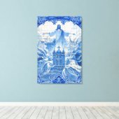 Blaues Fliesenmosaik von Jesus, Portugal Leinwanddruck (Insitu (Holzboden))