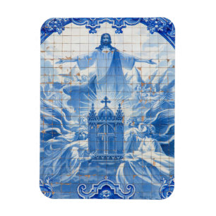 Blaues Fliesenmosaik von Jesus, Portugal Magnet