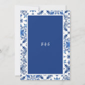 Blaues Fliesenmuster Einladung (Rückseite)