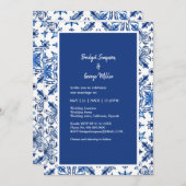 Blaues Fliesenmuster Einladung (Vorne/Hinten)