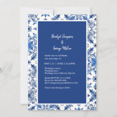 Blaues Fliesenmuster Einladung (Vorderseite)