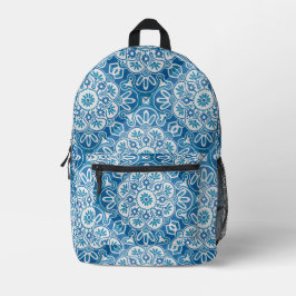 Blaues Fliesenmuster Kids Backpack Bedruckter Rucksack