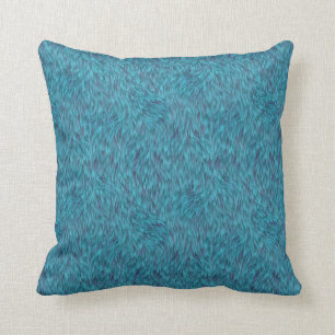 Blaues flippiges Pelzkissen Kissen