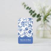 Blaues Floral Classic-Softwaremuster Visitenkarte (Stehend Vorderseite)