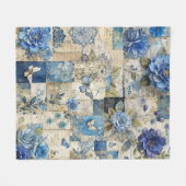 Blaues Floral- und Schmetterlingmuster Muster Fleecedecke (Vorderseite (Horizontal))