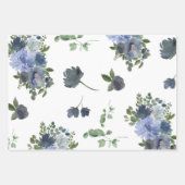 blaues Floral Wrapping Paper Blatt Set 3 (Vorderseite 2)