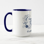 Blaues florales Abschluss-Skript mit individuellem Tasse (Links)