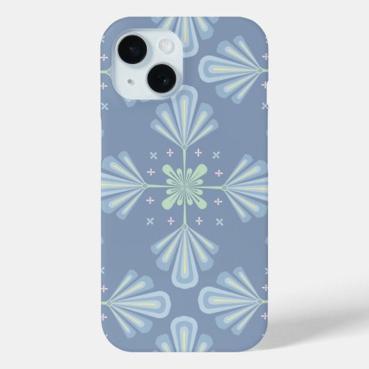 Blaues florales abstraktes Muster Case-Mate iPhone Hülle (Rückseite)