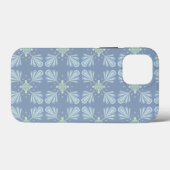 Blaues florales abstraktes Muster Case-Mate iPhone Hülle (Rückseite (Horizontal))