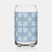 Blaues florales abstraktes Muster Dosenglas (Rückseite)
