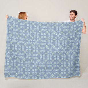 Blaues florales abstraktes Muster Fleecedecke