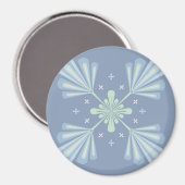 Blaues florales abstraktes Muster Magnet (Vorderseite/Rückseite)