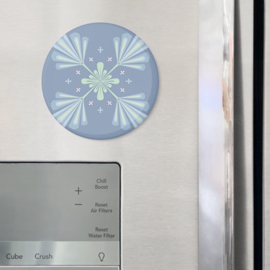 Blaues florales abstraktes Muster Magnet (In Situ (Kühlschrank))