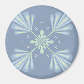 Blaues florales abstraktes Muster Magnet (Vorne)