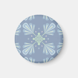 Blaues florales abstraktes Muster Magnet
