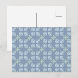 Blaues florales abstraktes Muster Postkarte