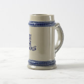 Blaues florales Buchstabe L Monogramm Kunst Tasse (VorderseiteRechts)