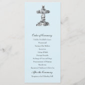 Blaues florales christliches Hochzeitsprogramm mit Programm (Rückseite)