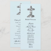 Blaues florales christliches Hochzeitsprogramm mit Programm (Vorne/Hinten)