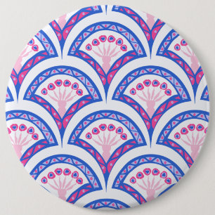 blaues florales Damastmuster Button