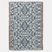 Blaues florales Damastmuster-Decke Decke (Vorderseite Vertikal)