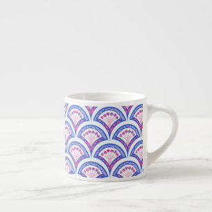 blaues florales Damastmuster Espressotasse