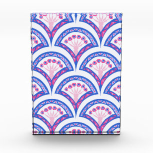 blaues florales Damastmuster Fotoblock
