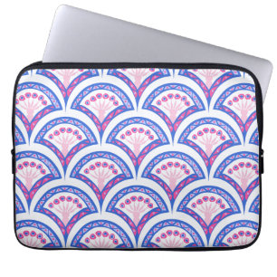blaues florales Damastmuster Laptopschutzhülle