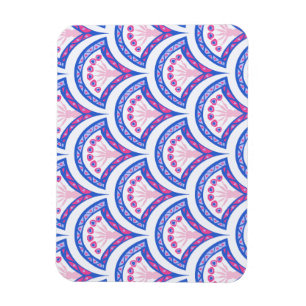 blaues florales Damastmuster Magnet