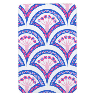 blaues florales Damastmuster Magnet