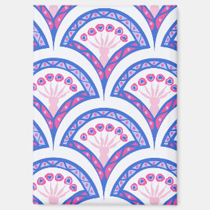 blaues florales Damastmuster Magnet