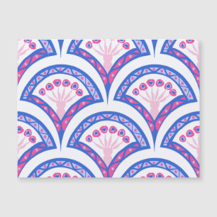 blaues florales Damastmuster Magnetkarte