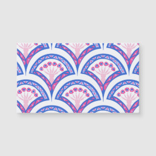 blaues florales Damastmuster Magnetkarte