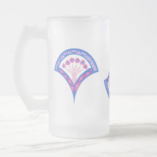 blaues florales Damastmuster Mattglas Bierglas