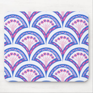 blaues florales Damastmuster  Mousepad