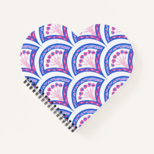 blaues florales Damastmuster Notizblock